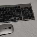 Wireless Keyboard and Mouse Ultra Slim Combo, TopMate 2.4G Silent Compact USB 2400DPI Mouse and Scissor Switch Keyboard Set with Cover, 2 AA and 2 AAA Batteries, for PC/Laptop/Windows/Mac - Gray Black