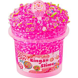 Pink Bingsu Slime, Non-Sticky Glimmer Crunchy Slime, Slimes Party Favors for Kids, Slimes Sensory Experience Toys, Birthday Easter Halloween Girls BoysTeens Gift