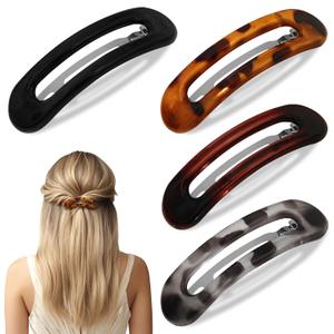 4Pcs Flat Barrettes Clips For Thick & Thin Hair, Lightweight Plastic French Hair Clips | Slides Non Slip Strong Hold Clamps | Comfortable for Driving, Yoga & Daily Use
