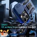 DEERLAMN Case for iPhone 13 Pro with Slide Camera Cover+Screen Protector(1 Pack),Rotated Ring Kickstand Military Grade Shockproof Protective Cover-Navy Blue