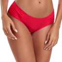 Ocean Blues Women's Ruched Sides Bikini Bottom Medium Coverage Bikini Bottom (Red, L)