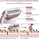 2 x Electric Shaver for Women for Legs Bikini Trimmer Electric Razors for Women Underarm Public Hairs Rechargeable Womens Shaver Wet Dry Use Painless Cordless with Detachable Head (Pink)