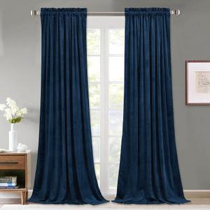 StangH Navy Blue Curtains - Thick Soft Velvet Light Blocking Curtains 96 inches for Living Room, Elegant Decor Window Treatment Set for Villa/Farmhouse, W52 x L96, 2 Panels (52"W x 96"L (Pack of 2))