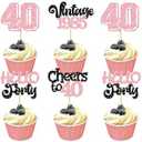Gyufise 24Pcs Happy 30th Birthday Cupcake Toppers Star 30 Hello Thirty Vintage 1995 Cupcake Picks Cheers to 30 Years Decorations for 30th Birthday Anniversary Party Decorations Supplies Blue