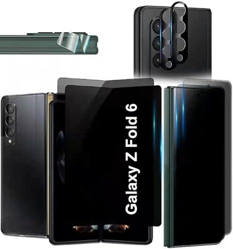 ELEYBTEH 2 Privacy Tempered Glass Front Screen Protector for Samsung Galaxy Z fold 6+ 2 Privacy Inner Soft Film Protector+ 2 Camera Lens Protector+ 2 Side Film [Scratch Resistant] [Bubble Free]