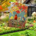 Fall Cardinal House Flag 28x40 Inch Double Sided for Outside, Large Burlap Autumn Yard Flag with Colorful Birds and Maple Leaves for Outdoor Thanksgiving Autumn Decoration