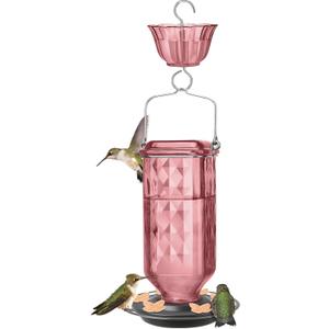 Nature’s Way Rosewood Column Gravity Glass Hummingbird Feeder for Outdoor Décor, 23 oz Nectar Feeder with 6 Flexible Flower Ports, Continuous Perch Ring, Built-in Ant Moat & Easy-Clean Design