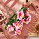 12 Bundles Artificial Hibiscus Flowers for Outdoor Decoration Fake Tropical Flowers UV Resistant Faux Silk Planter for Outside Porch Spring Front Door Decor (Pink)