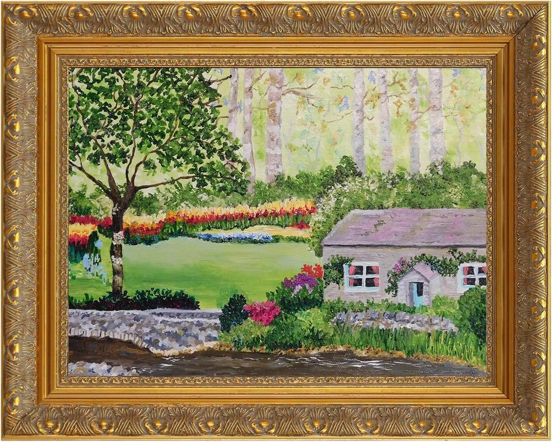 DIY Solid Wood Frame for 20x24 Canvas Painting, 2.4" Wide Gold Ornate, Vertical or Horizontal Display for Home Office Wall Decor (Empty, No Plexiglass & Backing Board)