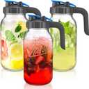 3 Pack 64oz Glass Mason Jar Pitchers with Airtight Lids - Sun Tea & Cold Brew Pitchers, Ideal for Lemonade, Coffee, Flavored Water