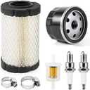 LERMITY 796031 Air Filter Tune Up Kit,Lawn Mower Oil Filter Replacement Compatible with Briggs and Stratton 591334 492932 696854; John Deere D100 D110 D125 D130; Husqvarna YTH22V46 YTH24V48 YTA22V46