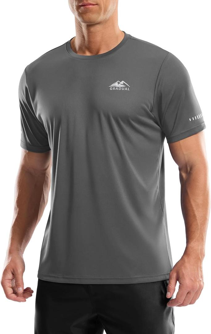Men's UPF 50+ Sun Protection Dry Fit Workout T-Shirts Rash Guard Swim Shirts Moisture Wicking Tee for Athletic, Beach, Hiking (Gray, XL)