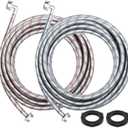Sosation 25ft Washing Machine Hoses (2 Pack) with 90 Elbow & Straight End for Flexible Installation - Octagon Connections - Burst-proof Braided Stainless Steel Washer Supply Lines - Universal Fit