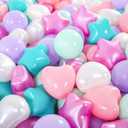 Ball Pit Balls Pack of 100 200 500 - Star and Round Set BPA Free Phthalate Free Non-Toxic Crush Proof Play Balls Soft Plastic Balls for Toddlers Baby Kids Birthday Pool Tent Party