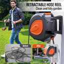 Automatic Retractable Garden Hose Reel 1/2 inch x 100ft, Wall Mounted 180 Swivel with Easy-Clean Chamber, Slow Return System, Any-Length Lock & 8-Pattern Heavy Duty Nozzle for Watering, Cleaning