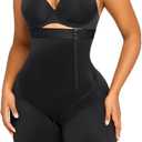 SHAPELLX Shapewear for Women Tummy Control Fajas Colombianas Body Shaper Butt Lifting Shorts High Waist Bodysuit Black L