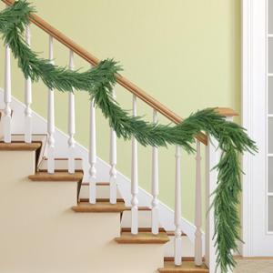 Norfolk Pine Garland, Realistic Christmas Garland, Dense Real Touch Norfolk Pine Garland for Mantle Fireplace Table Wall