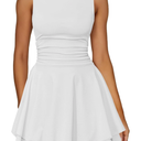 Kaximil Women's Ruffle Hem Boat Neck Mini Dress Sleeveless Ruched Corset Short Party Dresses XL