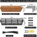 Halatool 2 Pack 30 Inch Window Box with Coco Liner Sturdy Metal Deck Railing Planter with Coconut Coir Basket Liners for Windowsill Fence Porch Balcony and Patio Outdoor Indoor Lawn