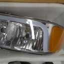 LED DRL Headlights Assembly fit 1999-2007 GMC Sierra/2000-2006 Yukon XL 1500 2500 No Denali Models Chrome Housing Amber Reflector LH RH Replacements