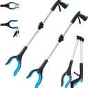 2 Pack 32 inch GrabRunner Reacher Grabber Tool with Strong Magnetic and Swivel Head (New Blue)
