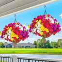 Dolicer 2 Packs Look Real Artificial Hanging Flowers for Outdoors, Realistic Artificial Flowers for Outdoors Hanging Basket UV Resistant Fake Hanging Flowers Plants for Outdoor Porch Patio Balcony