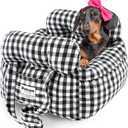 Dog Car Seat for Small Dogs, Portable Puppy Car Seat of Easy Installation, Fashionable Pet Carrier Bag with Large Pockets, Machine Washable Dog Booster Seat (Checkered Black)