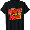 Classic Fast Food Combo Enthusiast Apparel Unisex-Adults Black T-Shirt Small Burgers And Fries T-Shirt S