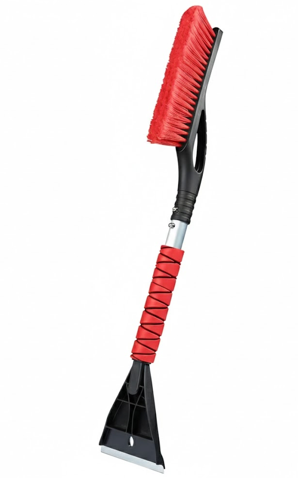 EcoNour 27" Car Snow Brush and Ice Scraper | Aluminum Snow Scraper for Cars with Ergonomic Foam Grip | Scratch-Free Windshield Ice Scraper and Snow Remover for Cars and SUVs (Red)