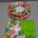100 Pcs Tropical Luau Party Supplies Set, Serves 25  Disposable Hibiscus Floral Paper Plates, Napkins, and Forks, Hawaiian Themed Tableware for Summer BBQ, Pool and Beach Aloha Birthday Decorations
