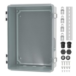Joinfworld Clear Electrical Enclosure Box Outdoor 14x10x6 Plastic Junction Box Waterproof Outside Nema 4 Electrical Box Weatherproof for Electronics Pump Controller WiFi Router (13.8"x9.8"x5.9" Clear)