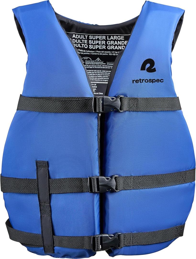Retrospec Bobbin Life Jackets for Adults Lightweight, Durable USCG Approved Life Vests for Adults for Boating, Swimming, Paddling & More (Marine Blue)