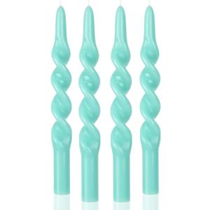 MAITREYA Teal Taper Candles Conical Stick Candles Spiral Taper Candles-Set of 4 for Decoration Weddings Party Church-Unscented Dripless Candles,10inch(C-Teal)