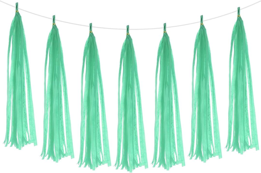 PATIKIL Tassel Garland Banner, 20Pcs Tissue Paper Tassels Party Decorations DIY Kits for Wedding Birthday Bridal Shower, Mint Green