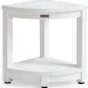 KaimuBench Corner Shower Stool for Inside Shower Waterproof, Poly Lumber Bathroom Shower Corner Bench Seat, Plastic Shower Chair Seat, Shower Shaving Foot Rest with Adjustable Feet, Non-Slip, White