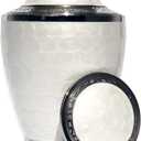 Eternal Harmony Large Urn for Ashes, Adult Male & Female Cremation Urn for Human Ashes with Elegant Finishes, Secure Seal & Velvet Bag, Funeral Vase for Men & Women Up to 200 lbs (White Pearl)