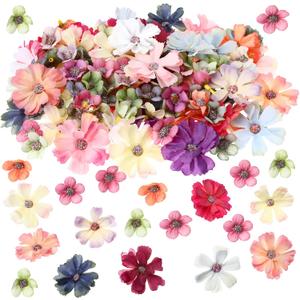 Geosar 120 Pcs Small Flowers for Crafts Spring Mini Faux Flowers Artificial Silk Fabric Floral Daisy Peony Floral Decorations DIY Wreath Accessories for Wedding Home Decor(Multicolor,Classic Style) (Multi Color)