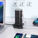 Power Strip Tower with Multiple Outlets, Flat Plug Surge Protector Tower Extension Cord with 12 AC Outlets 4 USB Ports (2 USB C), 6FT Cord Power Tower Surge Protector for Home Office Dorm Room, Black