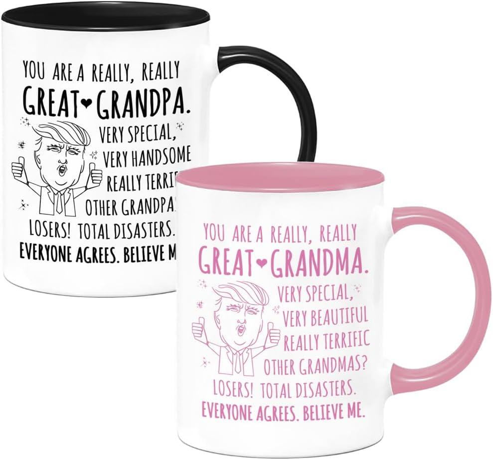 Grandma and Grandpa Gifts, Funny Mugs Novelty Birthday Gifts for Grandparents from Grandkids Granddaughter Grandson, Grandma Grandpa Coffee Mug Set Christmas Anniversary Present (for Grandparents)