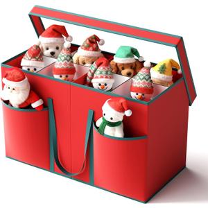 Christmas Figurine Storage Box & Nutcracker Storage Containers with Visible Lid and Cardboard Dividers, Keeps 8 Holiday 15"-Figurine Collectibles, Xmas Decoration Storage Bag, 600D Oxford / Tear-Proof