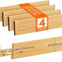 Lifewit 4 Pack Drawer Dividers Bamboo 4" High, 16-22" Adjustable Drawer Organizers for Clothes, Expandable Dresser Separators in Bedroom/Bathroom/Kitchen/Fridge/Office Organization and Storage