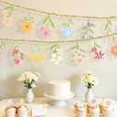 2PCS Wildflower Garland Banner, Wildflower Party Decorations Floral Grland for Baby in Bloom Baby Shower Bridal Shower Spring Tea Party Wild One Birthday Easter Mother's Day Decorations