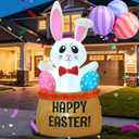 4FT Easter Outdoor Inflatable Decoration Easter Clearance end of Season Built-in LED Light, Easter Blown Up Yard Decoration Indoor and Outdoor Garden Lawn Holiday Party Decoration