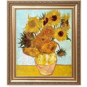 DECORARTS Vincent Van Gogh Wall Art Framed, Twelve Sunflowers, 30x26''