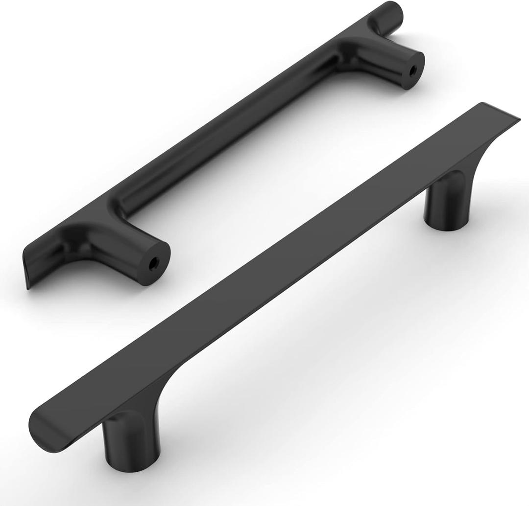 Amerdeco 10 Pack Matte Black Cabinet Pulls 5 Inch(128MM) Hole Centers Kitchen Cabinet Handles Hardware Kitchen Handles for Cabinets Cupboard Handles Drawer Pulls ZH0028