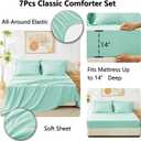 CozyLux Full Size Comforter Sets Mint Green - 7 Pieces Bed in a Bag Full, Luxury Soft Bed Set for All Seasons, Bedding Set with Down Alternative Comforter, Sheets, Pillowcases & Shams