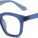HUIHUIKK Nearsighted Retro Myopia Glasses Everyday Use Mens Womens Distance Glasses (-1, Blue)