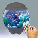biOrb Halo 15 Acrylic 4-Gallon Aquarium with Multi-Color Remote-Controlled LED Lights Modern Compact Tank for Tabletop or Desktop Display, Gray
