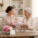 30-Pack Bakery Boxes with Window 16" x 6.5" x 3", Cookie Boxes, Auto-Popup Long Treat Boxes for Cookies, Strawberries (White)