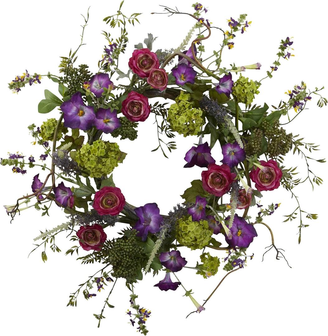 Nearly Natural 20in. Artificial Veranda Garden Wreath